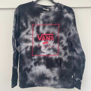 Vans tie-dye crewneck sweatshirt in black and white cloud
